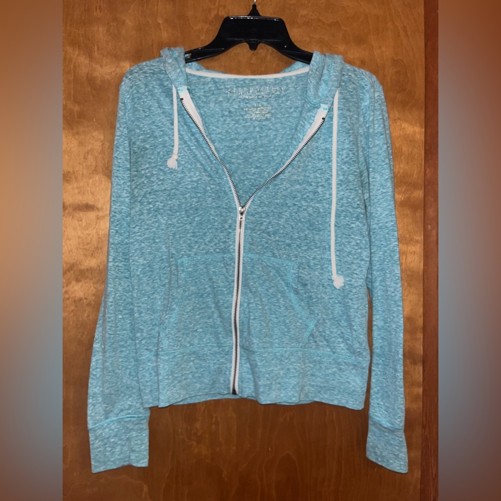 Aeropostale Light Blue Zip-Up Hoodie